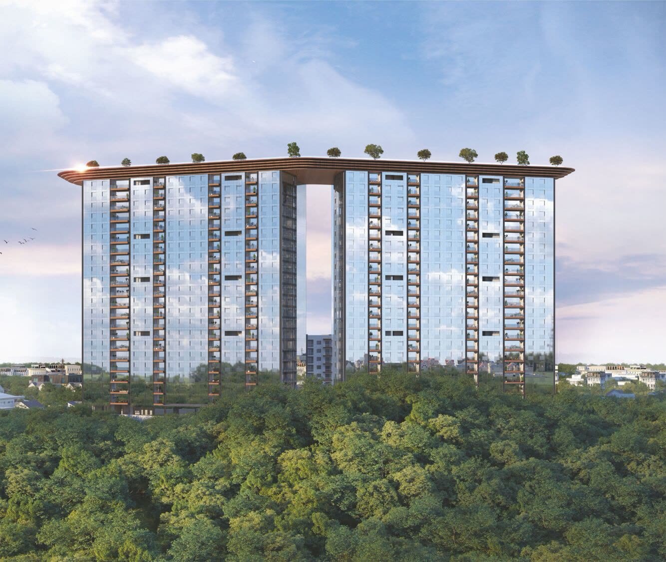 Yoo One twin towers over the reserved forest